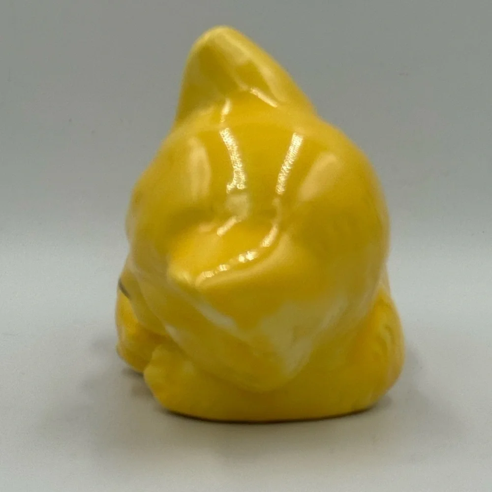 Vintage Yellow Ceramic Kitten Figurine